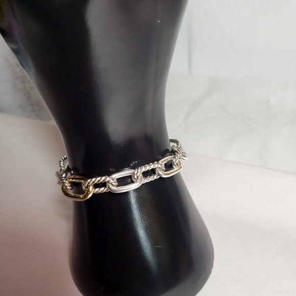 DY Madison Chain Sterling Silver and Gold Bracelet. #109 - Picture 8 of 14
